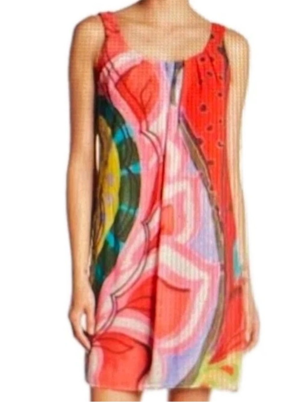 Desigual Fresita Dress Chiffon Shift Abstract Psychedelia Groove Dopamine Retro